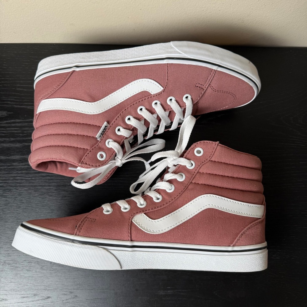 EUC Vans Sk8-Hi High Top Sneakers Rose Pink White Skateboard School Womens 10 - Picture 6 of 7